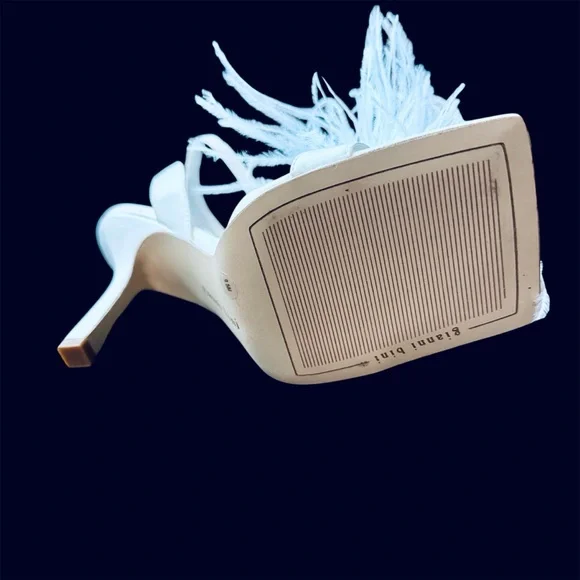 Gianni Bini Neela White Leather Heels Sandals, Ankle Strap - Picture 5 of 8